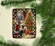 Load image into Gallery viewer, Schnauzer and Santa Claus Porcelain Ornament
