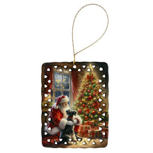 Load image into Gallery viewer, Schnauzer and Santa Claus Porcelain Ornament