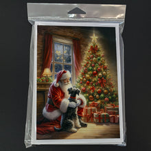 Load image into Gallery viewer, Schnauzer and Santa Claus Greeting Cards - Blank Note Cards – 8-Pack of Artist-Designed Cards with Envelopes