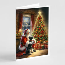 Load image into Gallery viewer, Schnauzer and Santa Claus Greeting Cards - Blank Note Cards – 8-Pack of Artist-Designed Cards with Envelopes