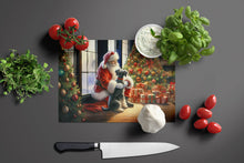 Load image into Gallery viewer, Schnauzer and Santa Claus Glass Cutting Boards – Durable, Decorative Kitchen Art