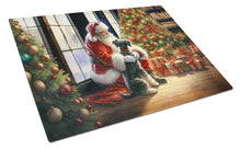Load image into Gallery viewer, Schnauzer and Santa Claus Glass Cutting Boards – Durable, Decorative Kitchen Art