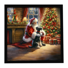 Load image into Gallery viewer, Schnauzer and Santa Claus Framed Metal Print