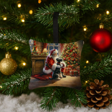 Load image into Gallery viewer, Schnauzer and Santa Claus Hanging Square Fabric Ornament 3.5 × 3.5