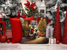 Load image into Gallery viewer, Schnauzer and Santa Claus Throw Pillow - 14x14 Decorative Pillow – Art for Your Home &amp; Patio