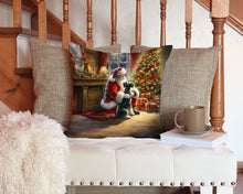 Load image into Gallery viewer, Schnauzer and Santa Claus Throw Pillow - 14x14 Decorative Pillow – Art for Your Home &amp; Patio