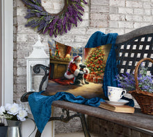 Load image into Gallery viewer, Schnauzer and Santa Claus Throw Pillow
