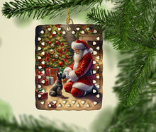Load image into Gallery viewer, Scottish Terrier and Santa Claus Porcelain Ornament