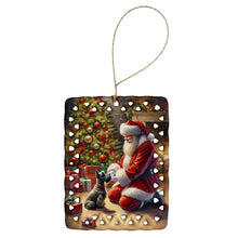Load image into Gallery viewer, Scottish Terrier and Santa Claus Porcelain Ornament