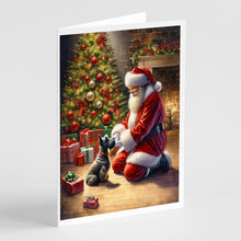 Load image into Gallery viewer, Scottish Terrier and Santa Claus Greeting Cards - Blank Note Cards – 8-Pack of Artist-Designed Cards with Envelopes