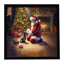 Load image into Gallery viewer, Scottish Terrier and Santa Claus Framed Metal Print