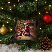 Load image into Gallery viewer, Scottish Terrier and Santa Claus Hanging Square Fabric Ornament 3.5 × 3.5