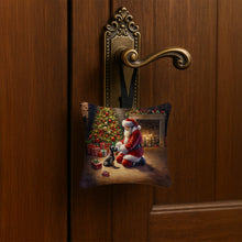 Load image into Gallery viewer, Scottish Terrier and Santa Claus Hanging Square Fabric Ornament 3.5 × 3.5