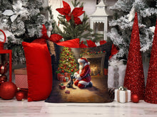 Load image into Gallery viewer, Scottish Terrier and Santa Claus Throw Pillow - 14x14 Decorative Pillow – Art for Your Home &amp; Patio
