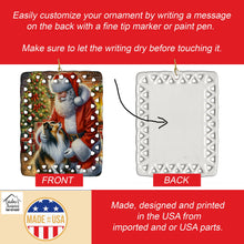Load image into Gallery viewer, Sheltie and Santa Claus Porcelain Ornament