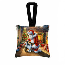 Load image into Gallery viewer, Sheltie and Santa Claus Hanging Square Fabric Ornament 3.5 × 3.5