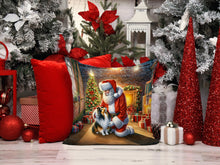 Load image into Gallery viewer, Sheltie and Santa Claus Throw Pillow - 14x14 Decorative Pillow – Art for Your Home &amp; Patio