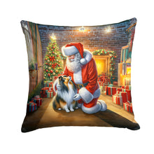 Load image into Gallery viewer, Sheltie and Santa Claus Throw Pillow - 14x14 Decorative Pillow – Art for Your Home &amp; Patio