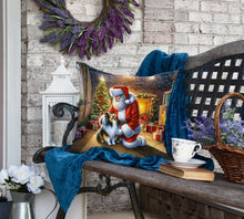 Load image into Gallery viewer, Sheltie and Santa Claus Throw Pillow