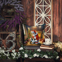 Load image into Gallery viewer, Sheltie and Santa Claus Throw Pillow