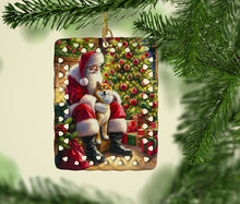 Load image into Gallery viewer, Shiba Inu and Santa Claus Porcelain Ornament