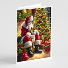 Load image into Gallery viewer, Shiba Inu and Santa Claus Greeting Cards - Blank Note Cards – 8-Pack of Artist-Designed Cards with Envelopes