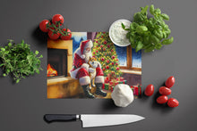 Load image into Gallery viewer, Shiba Inu and Santa Claus Glass Cutting Boards – Durable, Decorative Kitchen Art
