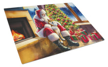 Load image into Gallery viewer, Shiba Inu and Santa Claus Glass Cutting Boards – Durable, Decorative Kitchen Art