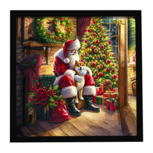 Load image into Gallery viewer, Shiba Inu and Santa Claus Framed Metal Print