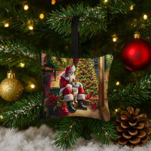Load image into Gallery viewer, Shiba Inu and Santa Claus Hanging Square Fabric Ornament 3.5 × 3.5