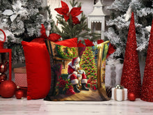 Load image into Gallery viewer, Shiba Inu and Santa Claus Throw Pillow - 14x14 Decorative Pillow – Art for Your Home &amp; Patio