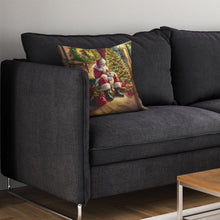 Load image into Gallery viewer, Shiba Inu and Santa Claus Throw Pillow - 14x14 Decorative Pillow – Art for Your Home &amp; Patio