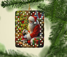 Load image into Gallery viewer, Shih Tzu and Santa Claus Porcelain Ornament