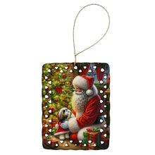 Load image into Gallery viewer, Shih Tzu and Santa Claus Porcelain Ornament
