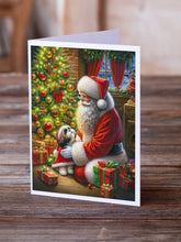 Load image into Gallery viewer, Shih Tzu and Santa Claus Greeting Cards - Blank Note Cards – 8-Pack of Artist-Designed Cards with Envelopes