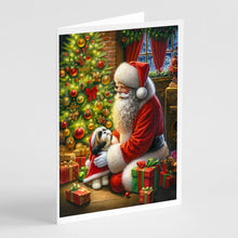Load image into Gallery viewer, Shih Tzu and Santa Claus Greeting Cards - Blank Note Cards – 8-Pack of Artist-Designed Cards with Envelopes
