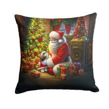 Load image into Gallery viewer, Shih Tzu and Santa Claus Throw Pillow - 14x14 Decorative Pillow – Art for Your Home &amp; Patio