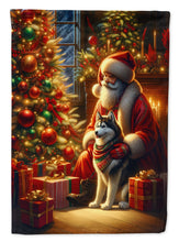 Load image into Gallery viewer, Siberian Husky and Santa Claus House Flag
