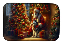 Load image into Gallery viewer, Siberian Husky and Santa Claus Dish Drying Mat