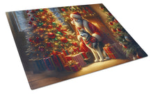 Load image into Gallery viewer, Siberian Husky and Santa Claus Glass Cutting Boards – Durable, Decorative Kitchen Art