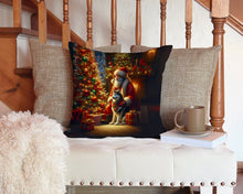 Load image into Gallery viewer, Siberian Husky and Santa Claus Throw Pillow - 14x14 Decorative Pillow – Art for Your Home &amp; Patio
