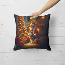 Load image into Gallery viewer, Siberian Husky and Santa Claus Throw Pillow
