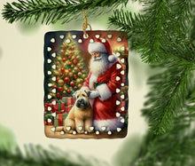 Load image into Gallery viewer, Wheaten Terrier and Santa Claus Porcelain Ornament