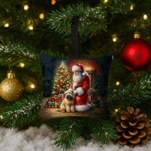 Load image into Gallery viewer, Wheaten Terrier and Santa Claus Hanging Square Fabric Ornament 3.5 × 3.5