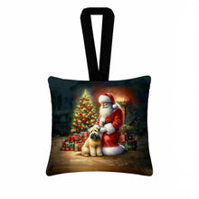 Load image into Gallery viewer, Wheaten Terrier and Santa Claus Hanging Square Fabric Ornament 3.5 × 3.5