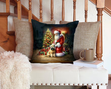 Load image into Gallery viewer, Wheaten Terrier and Santa Claus Throw Pillow - 14x14 Decorative Pillow – Art for Your Home &amp; Patio