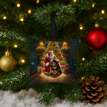 Load image into Gallery viewer, Tibetan Mastiff and Santa Claus Hanging Square Fabric Ornament 3.5 × 3.5