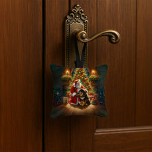 Load image into Gallery viewer, Tibetan Mastiff and Santa Claus Hanging Square Fabric Ornament 3.5 × 3.5