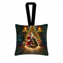 Load image into Gallery viewer, Tibetan Mastiff and Santa Claus Hanging Square Fabric Ornament 3.5 × 3.5