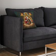 Load image into Gallery viewer, Tibetan Mastiff and Santa Claus Throw Pillow - 14x14 Decorative Pillow – Art for Your Home &amp; Patio